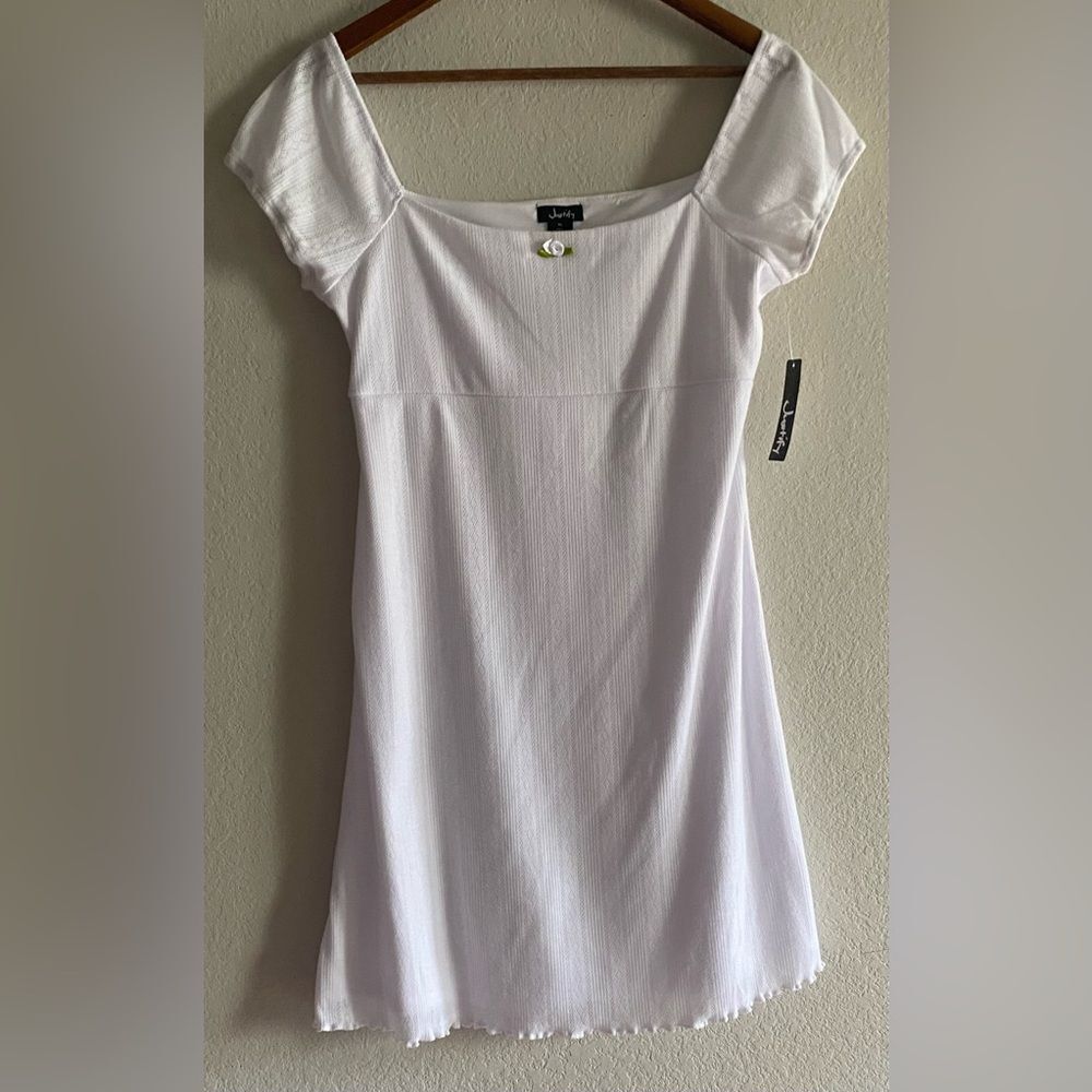 NEW Juniors’s White Short Sleeve Mini Dress Cottage Casual XL Extra Large